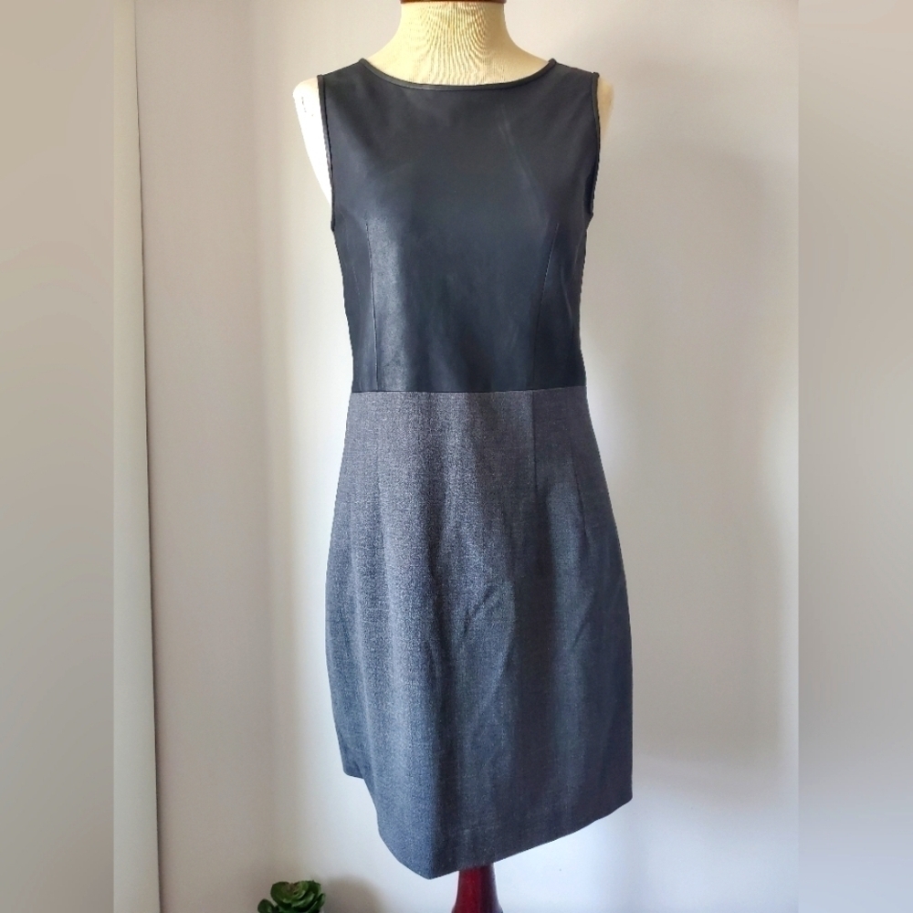 Theory Two-Tone Black and Gray Midi Dress